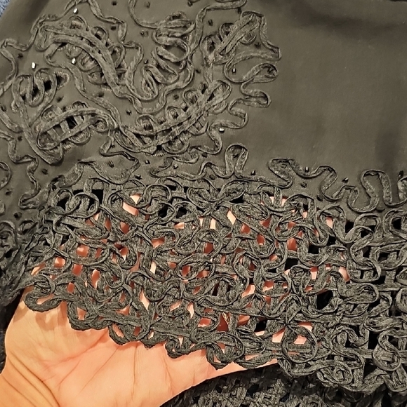 Vintage Vera Cristina 100% Silk Black Bead Embellished 3/4 Sleeve Blouse - Picture 6 of 8